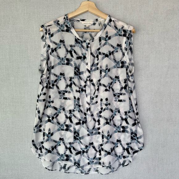 Rebecca Taylor 100% Silk Blouse Size 10 Sleeveless Grey - Picture 9 of 9